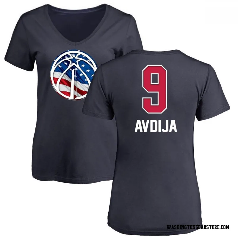 Navy Women's Deni Avdija Washington Wizards Name and Number Banner Wave V-Neck T-Shirt